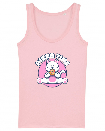 Cute kawaii cat eating pizza Cotton Pink