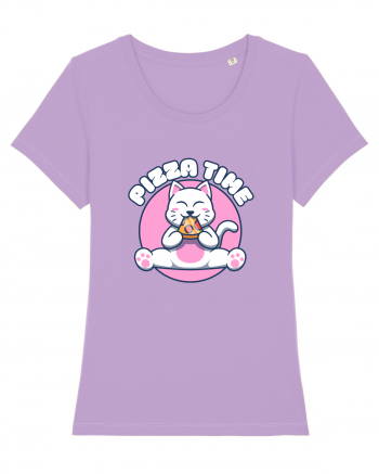 Cute kawaii cat eating pizza Lavender Dawn