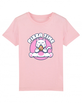 Cute kawaii cat eating pizza Cotton Pink