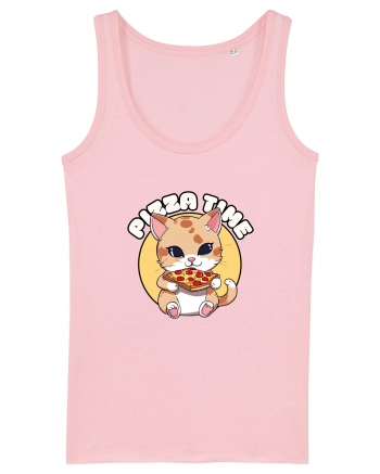 Cute kawaii cat eating pizza Cotton Pink