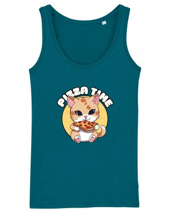 Cute kawaii cat eating pizza Ocean Depth