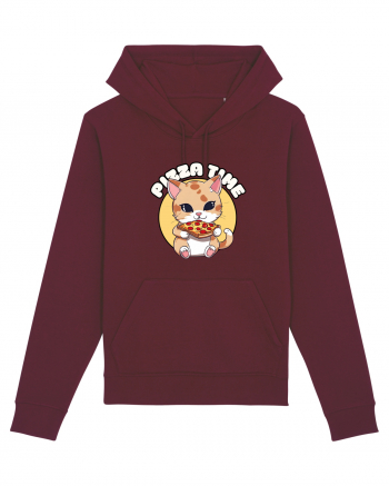 Cute kawaii cat eating pizza Burgundy