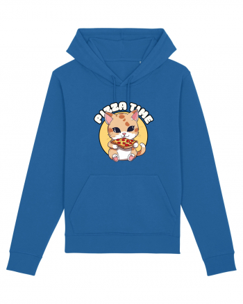 Cute kawaii cat eating pizza Royal Blue