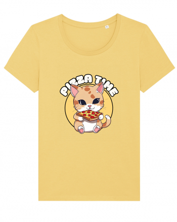 Cute kawaii cat eating pizza Jojoba