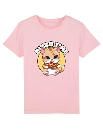 Cute kawaii cat eating pizza Cotton Pink