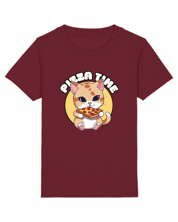 Cute kawaii cat eating pizza Burgundy