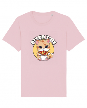 Cute kawaii cat eating pizza Cotton Pink