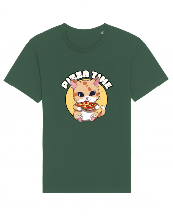 Cute kawaii cat eating pizza Bottle Green