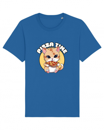 Cute kawaii cat eating pizza Royal Blue