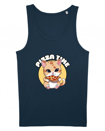 Cute kawaii cat eating pizza Navy