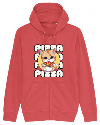 Cute kawaii cat eating pizza Carmine Red