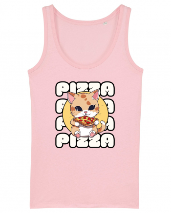 Cute kawaii cat eating pizza Cotton Pink