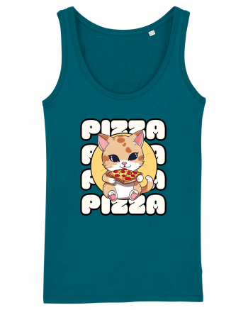 Cute kawaii cat eating pizza Ocean Depth