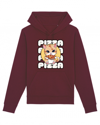 Cute kawaii cat eating pizza Burgundy