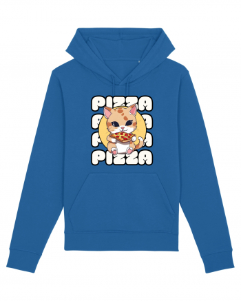 Cute kawaii cat eating pizza Royal Blue