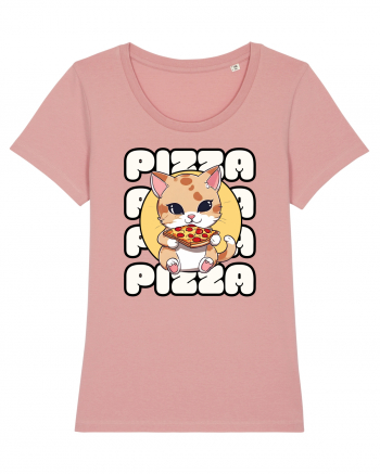 Cute kawaii cat eating pizza Canyon Pink