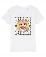 Cute kawaii cat eating pizza Tricou mânecă scurtă  Copii Mini Creator