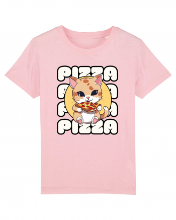 Cute kawaii cat eating pizza Cotton Pink