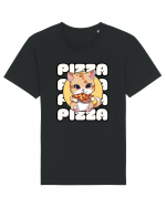 Cute kawaii cat eating pizza Tricou mânecă scurtă Unisex Rocker