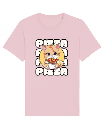 Cute kawaii cat eating pizza Cotton Pink