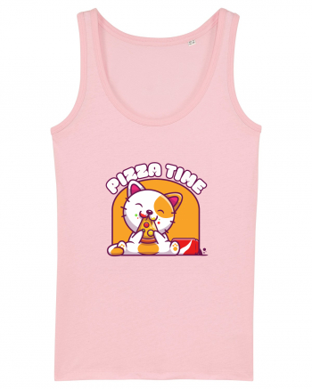 Cute kawaii cat eating pizza Cotton Pink