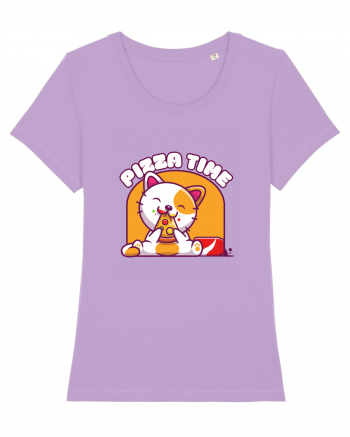 Cute kawaii cat eating pizza Lavender Dawn