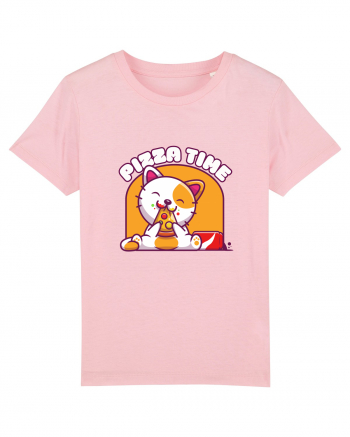 Cute kawaii cat eating pizza Cotton Pink