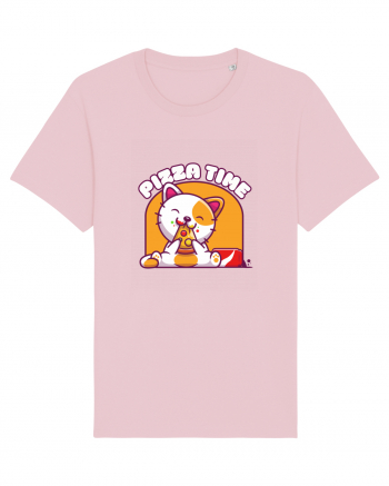 Cute kawaii cat eating pizza Cotton Pink