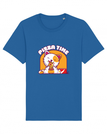 Cute kawaii cat eating pizza Royal Blue