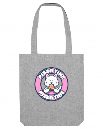 Cute kawaii cat eating pizza Heather Grey