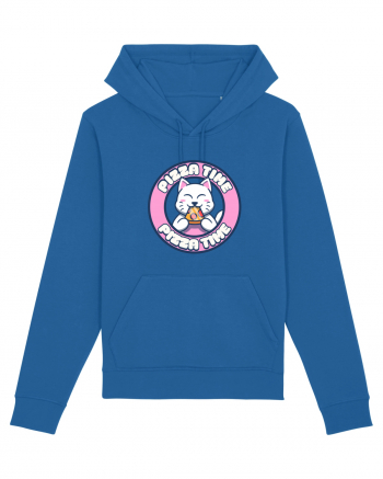 Cute kawaii cat eating pizza Royal Blue