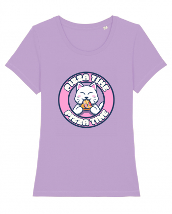 Cute kawaii cat eating pizza Lavender Dawn