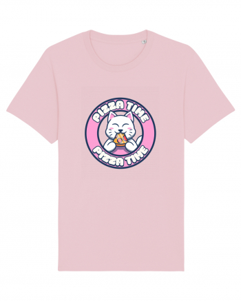 Cute kawaii cat eating pizza Cotton Pink