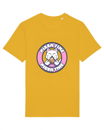 Cute kawaii cat eating pizza Spectra Yellow