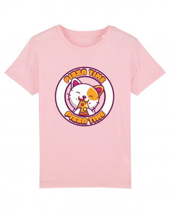 Cute kawaii cat eating pizza Cotton Pink