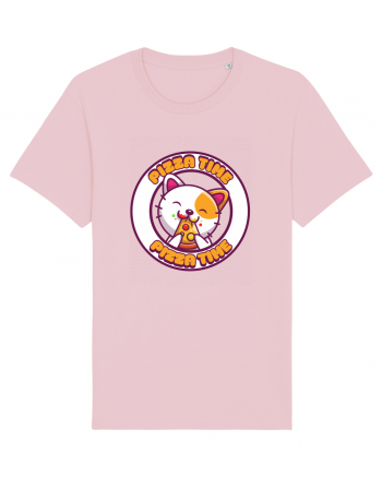 Cute kawaii cat eating pizza Cotton Pink