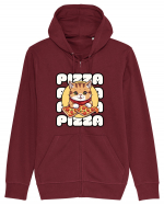 Cute kawaii cat eating pizza Hanorac cu fermoar Unisex Connector