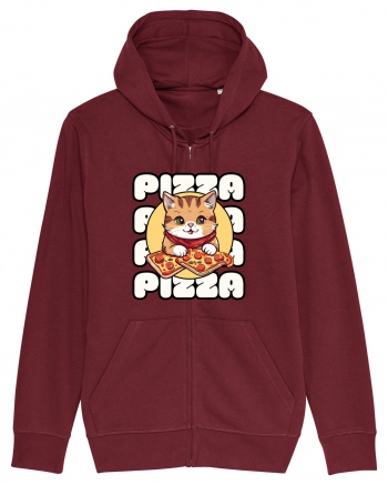 Cute kawaii cat eating pizza Burgundy