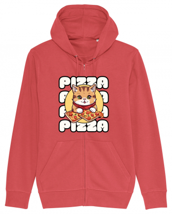 Cute kawaii cat eating pizza Carmine Red