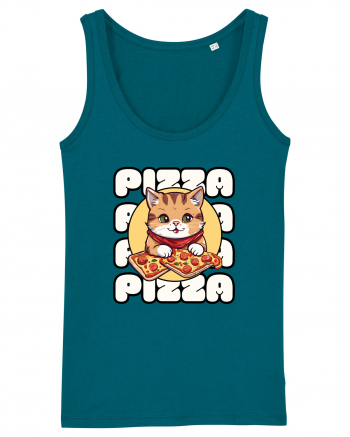 Cute kawaii cat eating pizza Ocean Depth