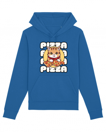 Cute kawaii cat eating pizza Royal Blue