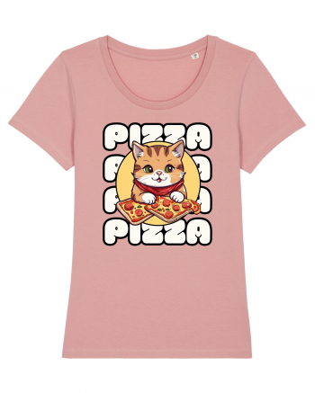 Cute kawaii cat eating pizza Canyon Pink