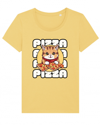 Cute kawaii cat eating pizza Jojoba