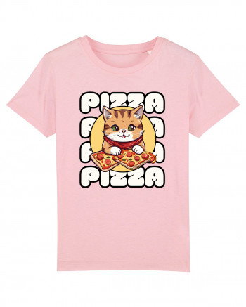 Cute kawaii cat eating pizza Cotton Pink