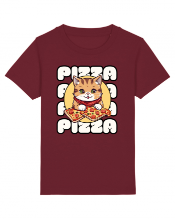 Cute kawaii cat eating pizza Burgundy