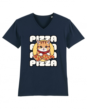 Cute kawaii cat eating pizza French Navy