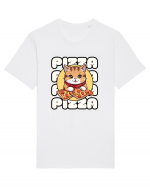 Cute kawaii cat eating pizza Tricou mânecă scurtă Unisex Rocker