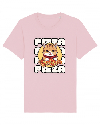 Cute kawaii cat eating pizza Cotton Pink