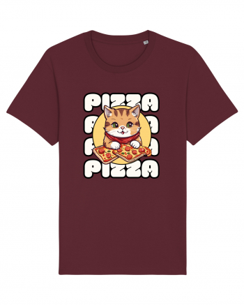 Cute kawaii cat eating pizza Burgundy