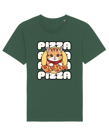 Cute kawaii cat eating pizza Bottle Green